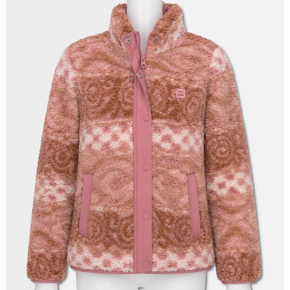 Billabong Full Zip & Snap Sherpa Jacket - NWT Womens Medium Rose - #49860-TOP2